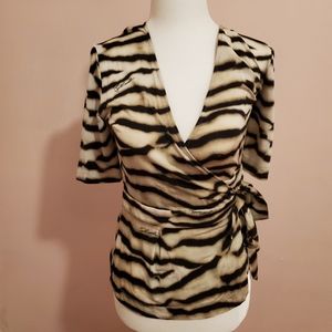 Roberto Cavalli Animal Print Wrap Top